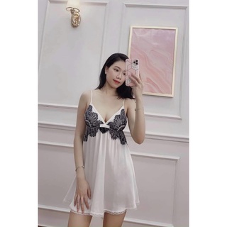 Set áo choàng + đầm ngủ lụa sexy ( tặng kèm chip ren )