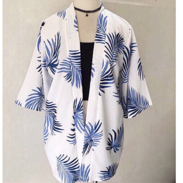 KIMONO HỌA TIẾT LÁ  XANH