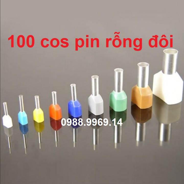 Cos pin rỗng đôi đủ loại TE đầu cốt dây điện pin rỗng túi 100 cái TE2508 TE4012 TE6014 TE10-14 TE16-14 đầu cos kim đôi