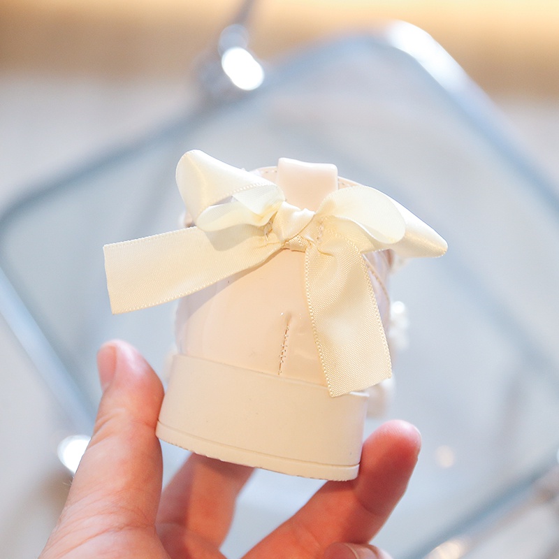 Giày Búp Bê Da Bóng Đế Mềm Đính Nơ Xinh Xắn Cho Bé Gái 3-16 Tuổi