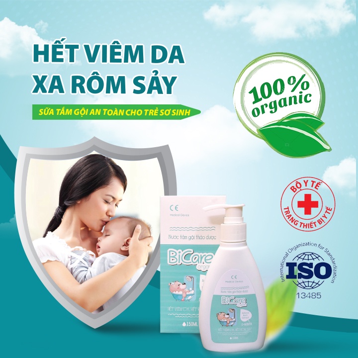 Nước Tắm Gội thảo dược Thảo Dược BICARE ORGANIC cho trẻ sơ sinh Giúp Ngăn Ngừa Và Bảo Vệ Da