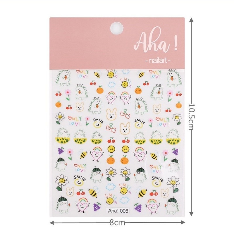 1 Tờ Miếng Dán Móng Tay Nghệ Thuật Họa Tiết Khủng Long Hoạt Hình Dễ Thương Chống Nước Tự Dính Trang Trí Móng Tay DIY