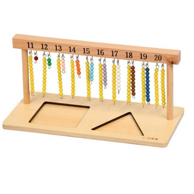 Giáo cụ Montessori - Giá treo các chuỗi hạt màu từ 11-20