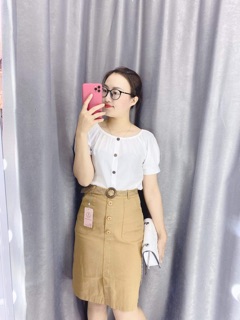 CHÂN VÁY CÔNG SỞ CHẤT KAKI