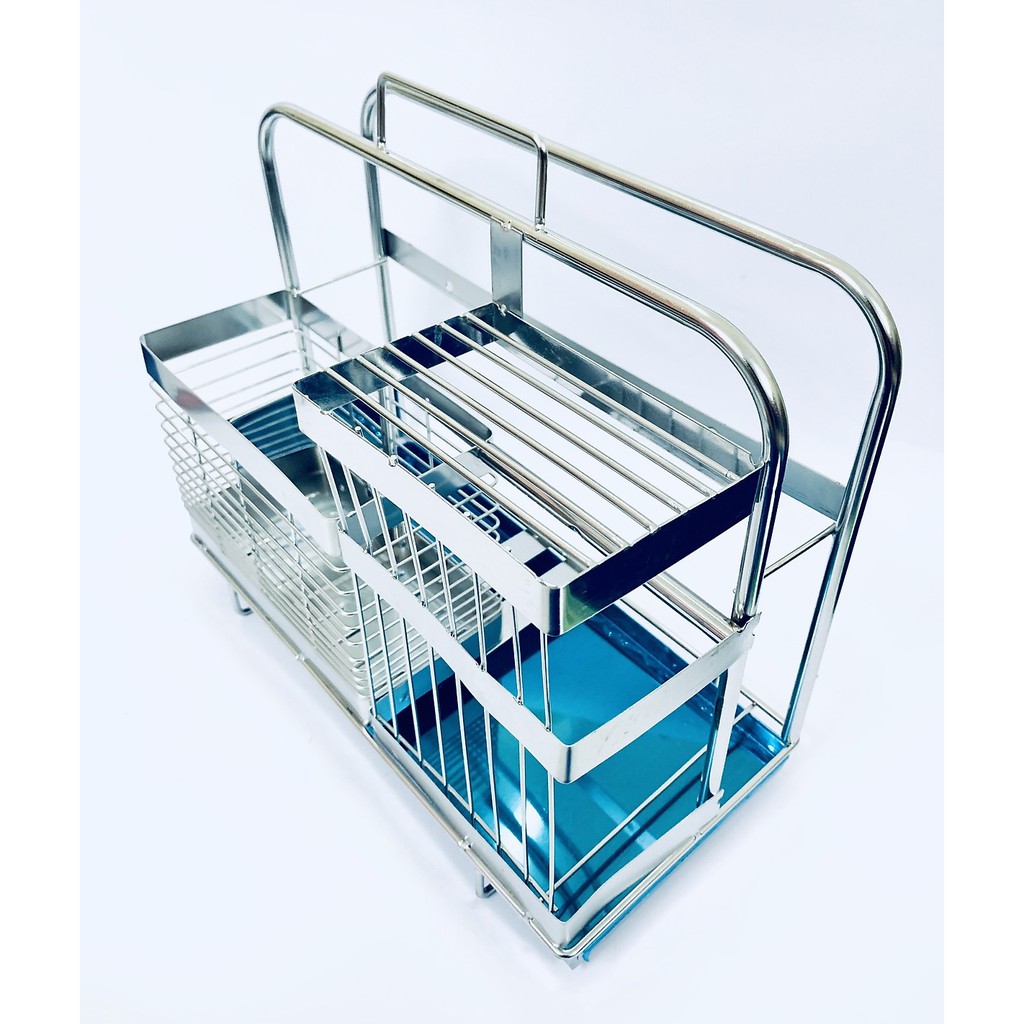 Kệ cài dao thớt, cắm đũa inox 201 cao cấp kèm khay hứng nước