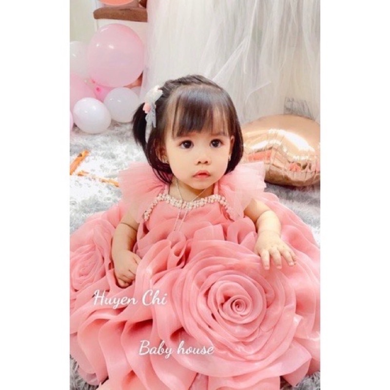 Váy Công Chúa Voan Hoa Điệu Đà Huyenchi Babyhouse