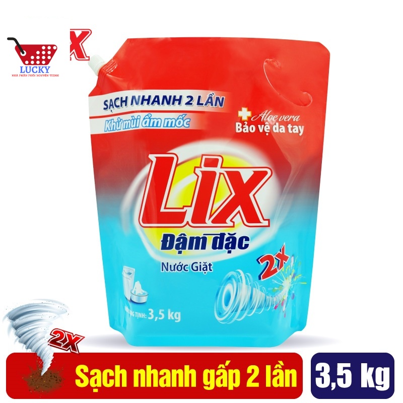 Túi Nước Giặt Lix Đậm Đặc 3.5Kg Hương Hoa, Khử mùi ẩm mốc