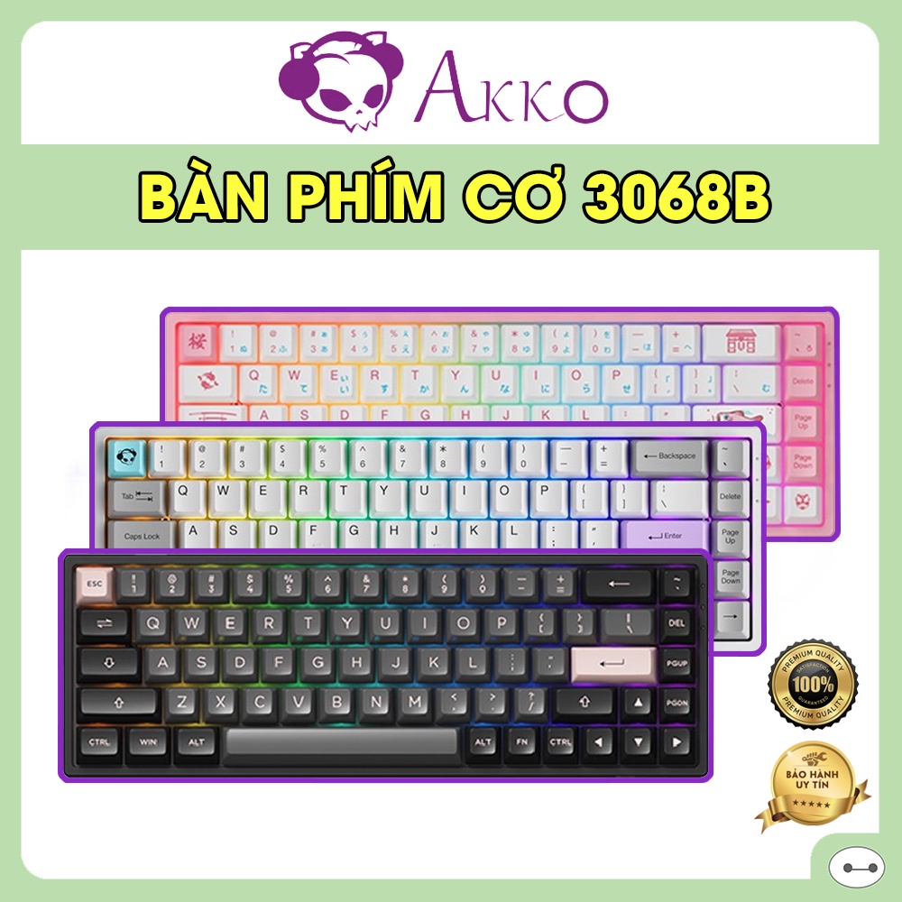 BÀN PHÍM CƠ AKKO 3068B MULTI MODES (BLUETOOTH 5.0/WIRELESS 2.4GHZ/FOAM TIÊU ÂM/HOTSWAP/RGB/AKKO CS JELLY SWIT