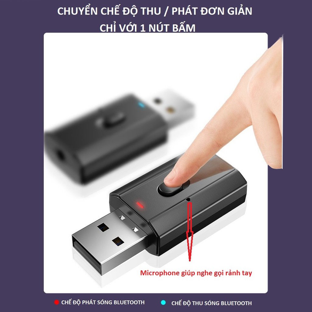 Thiết bị thu phát âm thanh Usb bluetooth 5.0 âm thanh đa chức năng jack 3.5mm cho loa, ô tô ,tai nghe bluetooth -dc4488