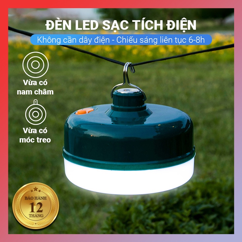 Bóng đèn LED sạc tích điện C12 đầu hút nam châm chống nước với 3 chế độ đèn siêu sáng
