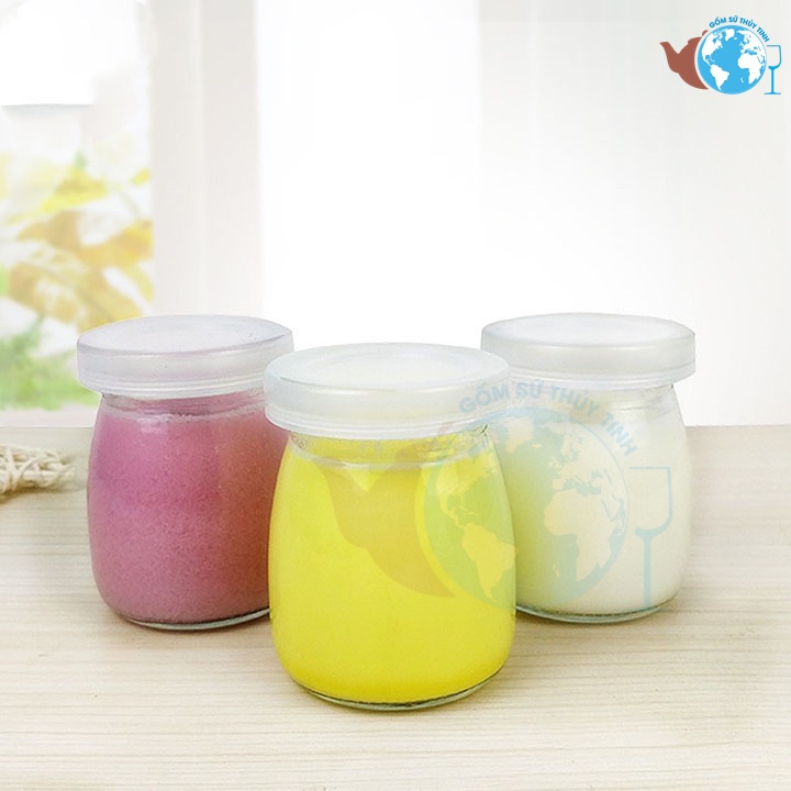 Bộ 12 hủ thủy tinh làm SỮA CHUA PUDDING CD002 kiểu dáng lùn chất lương tốt