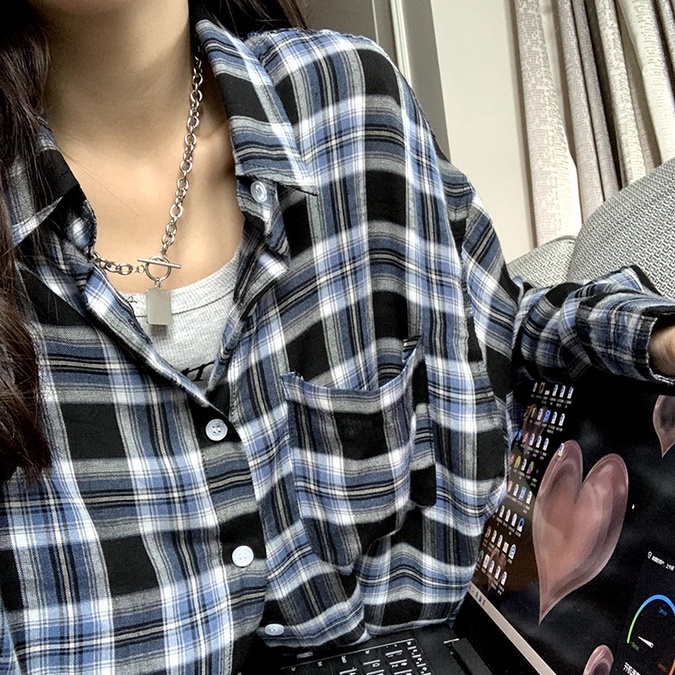 DUNEA Áo Sơ Mi Tay Dài Dáng Rộng Phong Cách Retro Hàn Quốc Cho Nữ