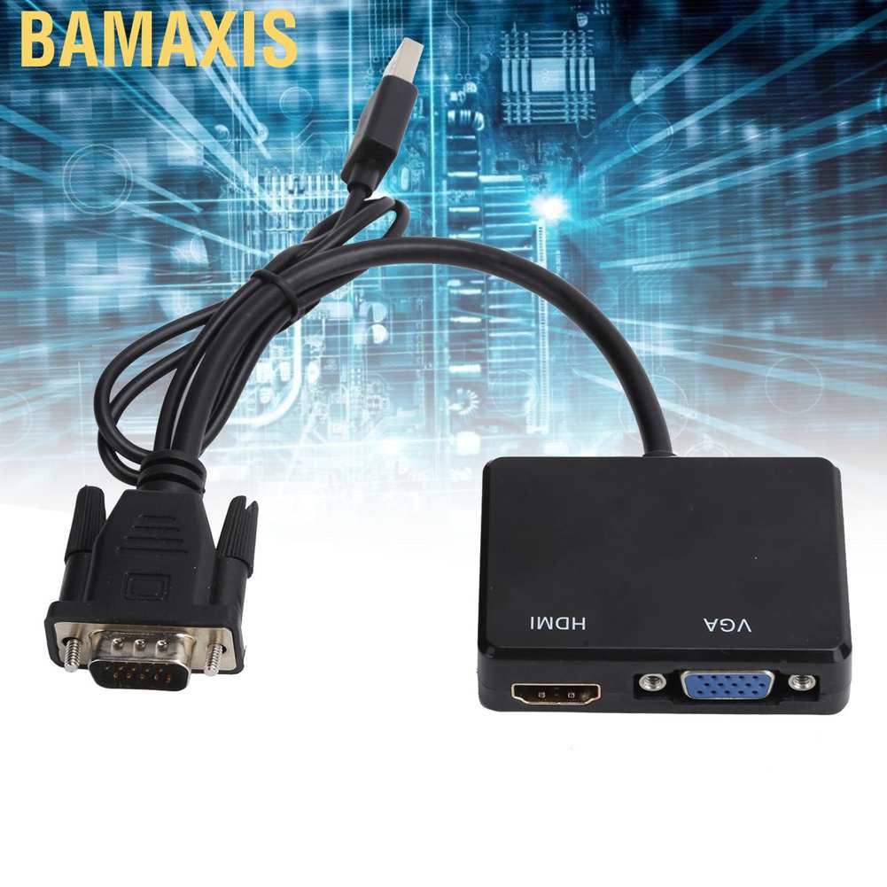 Bamaxis VGA to High Definition Multimedia Interface Splitter Converter Support Dual Display Adapter