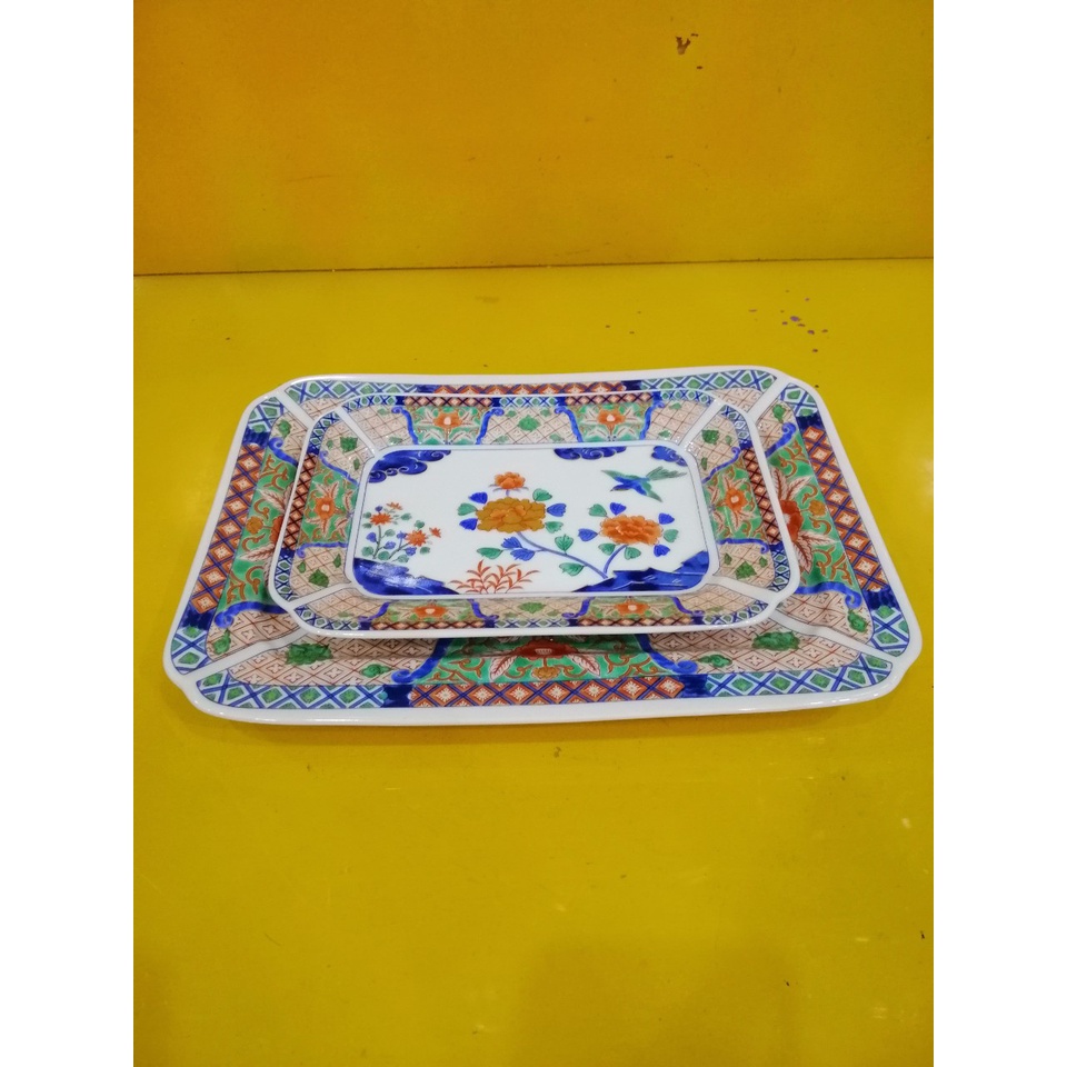 Cặp đĩa ngũ sắc nội địa Nhật, size 30*20 và 20*15cm (mã 922)
