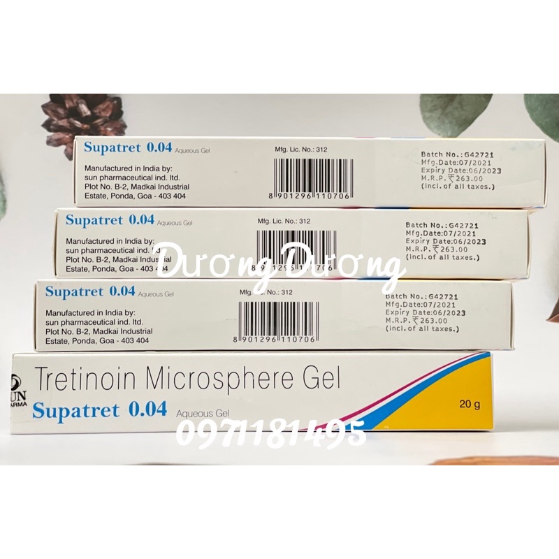 Tretinoin Supatret 0.04% Microsphere Gel 20g - Giảm mụn, sáng da, giảm nếp nhăn