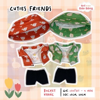 Set khoác + nón BK cho búp be bông 20cm, 15cm