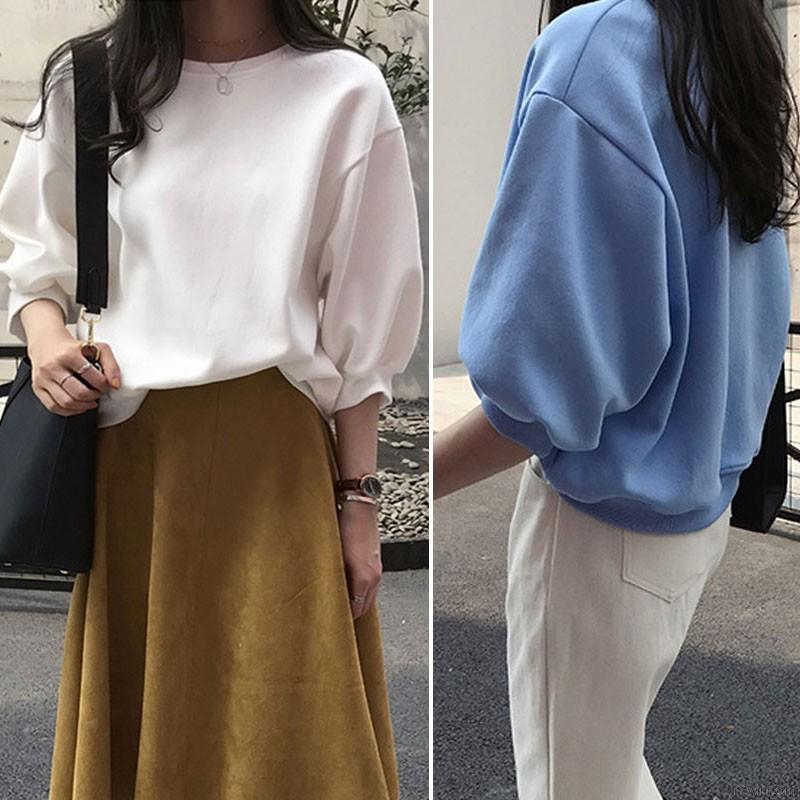 Round Neck Candy Color Loose Lazy Sweatshirt | BigBuy360 - bigbuy360.vn