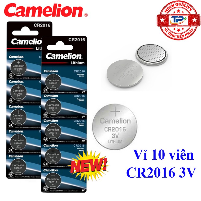 Vỉ 10 viên pin Nút CR2016 Camelion Lithium Battery 3V - Cmos Camelion CR2016 (mẫu mới)