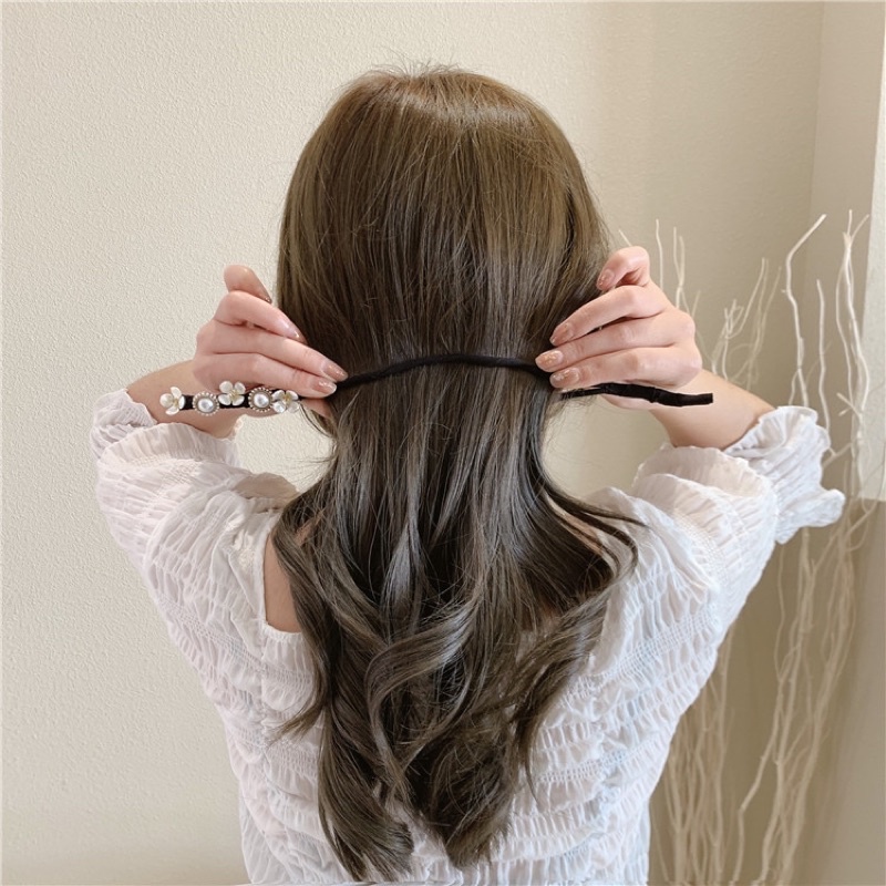 Thanh búi tóc đính ngọc trai, dây buộc tóc đính ngọc trai phong cách Hàn Quốc
