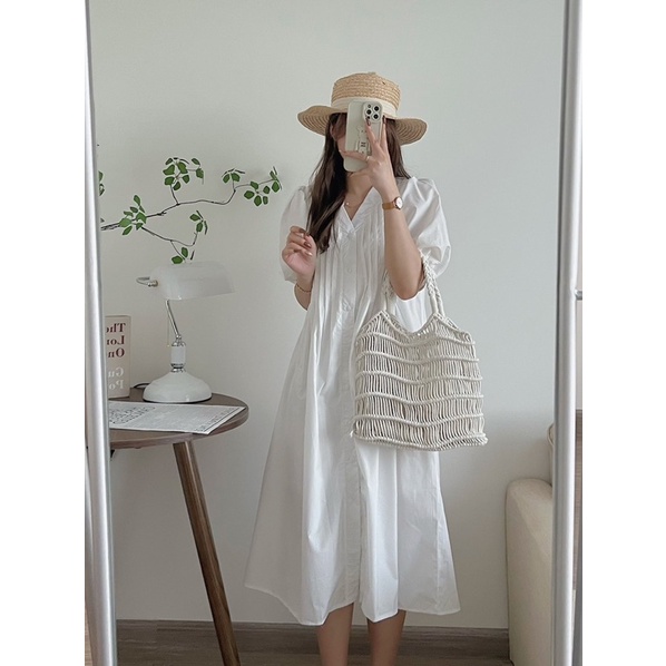 Đầm sơ mi xếp ly dọc 3 màu