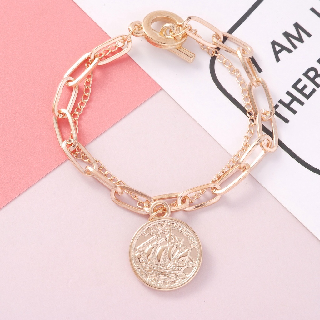 Vòng Tay Hai Lớp Đính Hạt Ngọc Trai Phong Cách Thời Trang Hàn Quốc