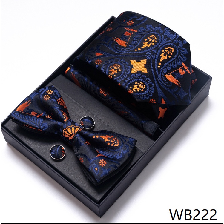 Set 5 Món Cà Vạt + Khăn Tay + Cà Vạt + Nơ Thời Trang Công Sở Cho Nam