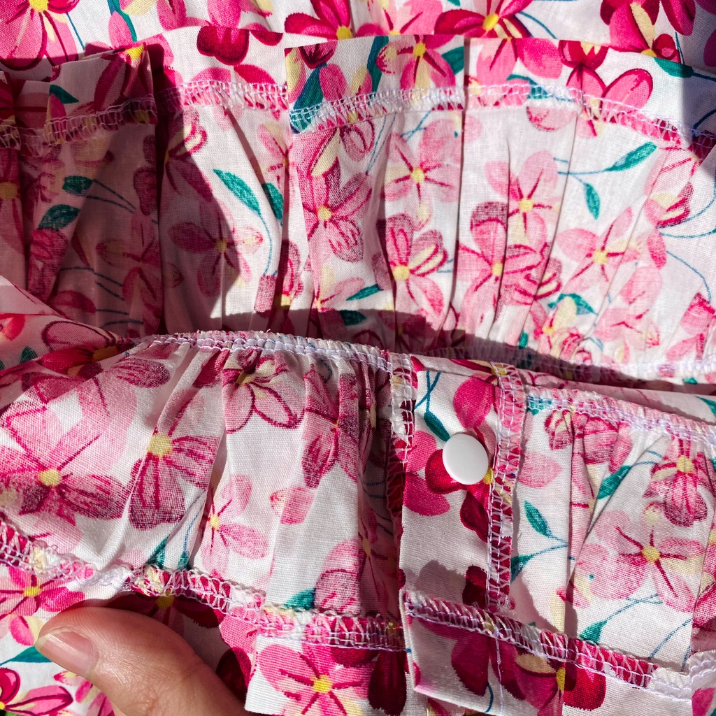 Set áo 2 dây hoa cổ yếm quần lưng thun bé gái sơ sinh 1 2 3 4 tuổi MINTSCLOSET Mint's Closet - GA2045