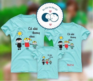 Áo gia đình cotton cổ tròn
