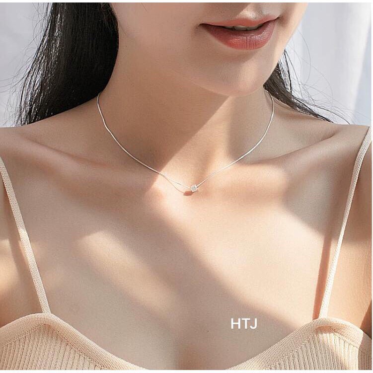 Dây chuyền nữ bạc mặt lập phương nhỏ xinh LINH MIU SILVER