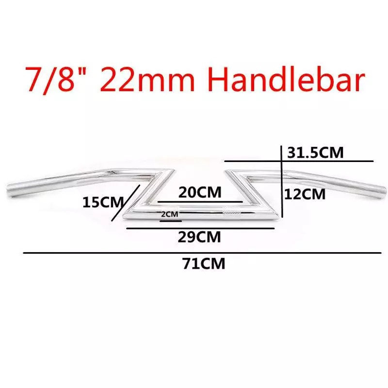 Ghi đông chữ Z zigzag 22mm dài 720mm phong cách bobber Chopper
