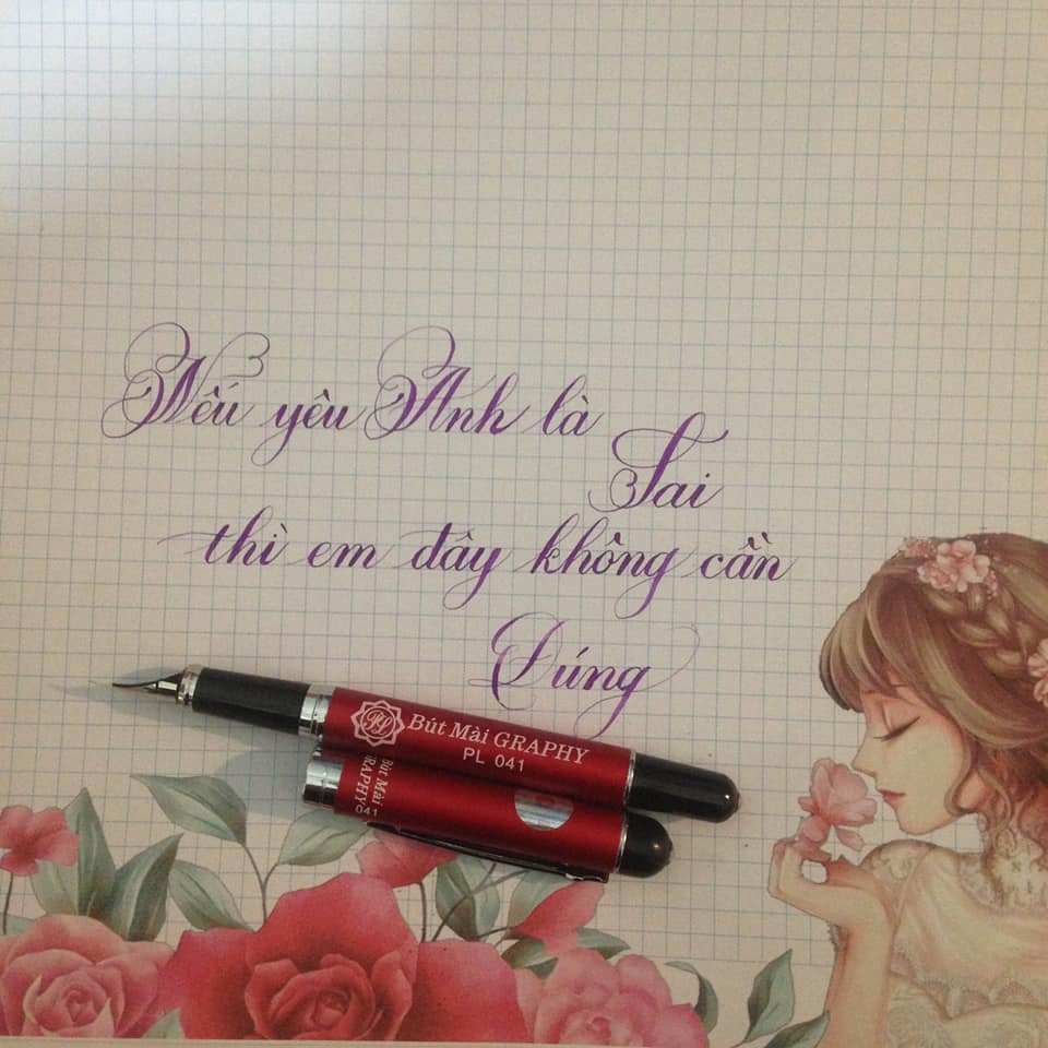 Bút Mài Luyện Chữ Đẹp Graphy PL041_Ngòi Lá Tre Mài Thủ Công, Bút Máy, Bút Luyện Chữ Đẹp