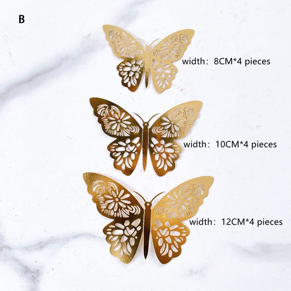 1 12 Chiếc Kat1|Bươm Bướm Nhân Tạo Kết Cấu Kim Loại Dùng Để Trang Trí