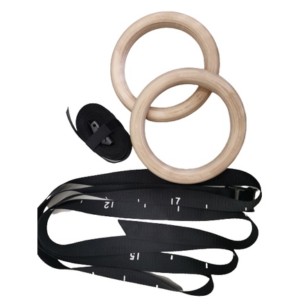 VÒNG TREO XÀ RINGS GỖ GYMNASTIC CÓ VẠCH CHỈNH 32mm kèm dây bản 38mm