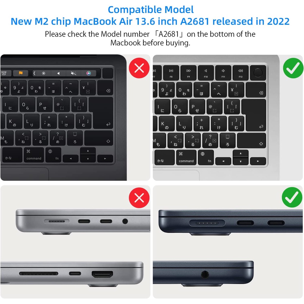 Ốp Nhựa Cứng Bảo Vệ MacBook Air M2 2022 MacBook Air 13.6 inch A2681 M2 13.6 inch A2681