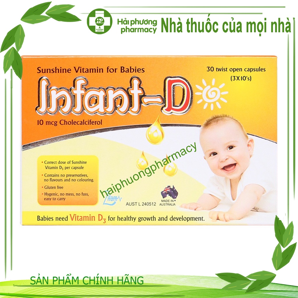 Infant-D 30 viên Úc- Bổ sung Vitamin D3 giúp xương và răng chắc khoẻ