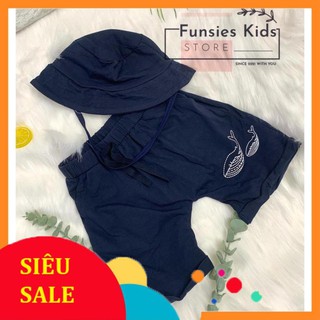 Hot- set bộ xanh kẻ kèm nón cho bé trai