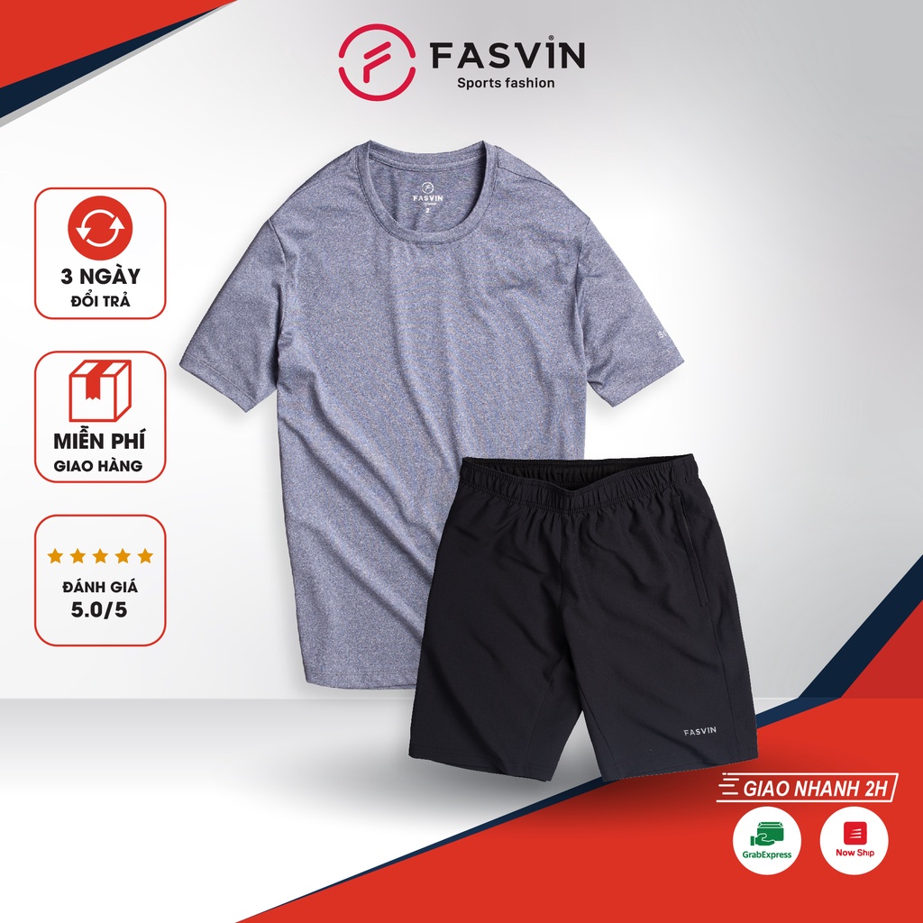 Bộ thể thao nam Fasvin AT22504.SG cổ tròn chất vải mềm nhẹ co giãn thoải mái