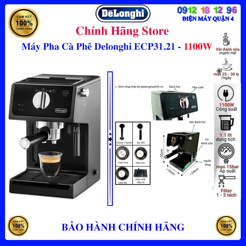 Máy pha cà phê Delonghi ECP31.21, Bảo hành chính hãng 12 tháng