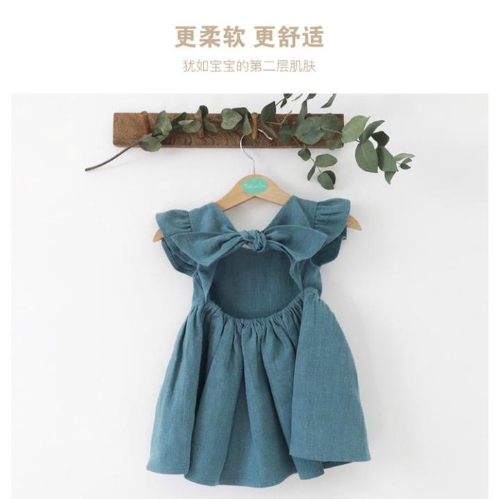 Váy bé gái, size 9-23kg, 1-7 tuổi thời trang trẻ em phòng cách Hàn Quốc, Váy đũi thắt nơ ở lưng cho bé