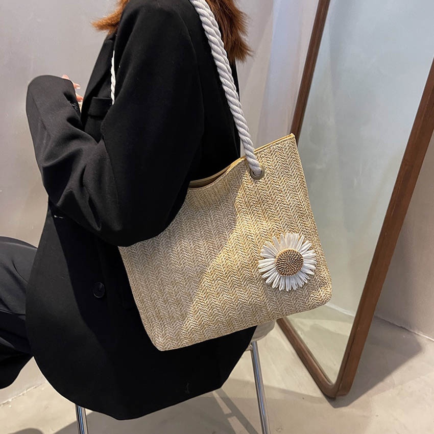 Túi xách nữ dễ thương T1043 NASI Store túi cói cầm tay mẫu mới đẹp có dây kéo thời trang