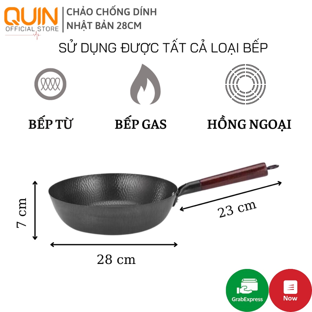 Chảo Chống Dính Tefon Sâu Lòng Nhật Bản Cao Cấp Size 28cm - Hàng Hot 2021 - Siêu Bền - Siêu Chắc Chắn