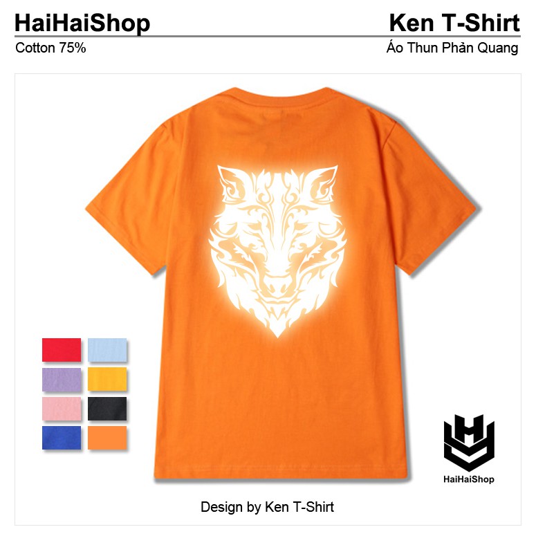 Áo Thun Phản Quang Chó Sói Hoa Văn Cotton 75%,Form Rộng Unisex,Nam Nữ Đẹp Ken T-Shirt. | BigBuy360 - bigbuy360.vn