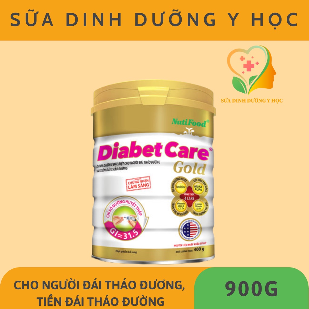 Sữa bột NutiFood Diabet Care Gold - dành cho người tiểu đường, đái tháo đường - 900g