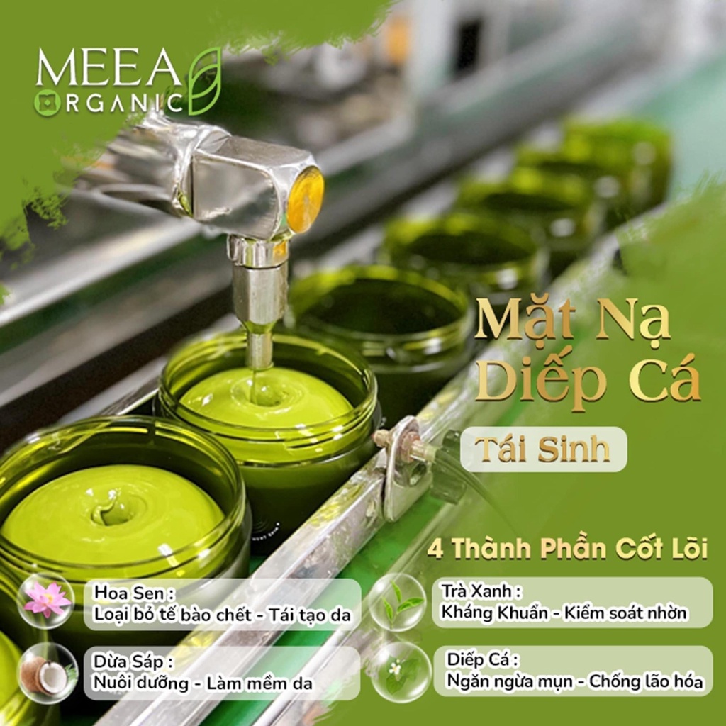 Mặt nạ diếp cá XuanDao mặt nạ tái sinh Meea Organic ngừa mụn trắng da mờ thâm kiềm dầu 120g