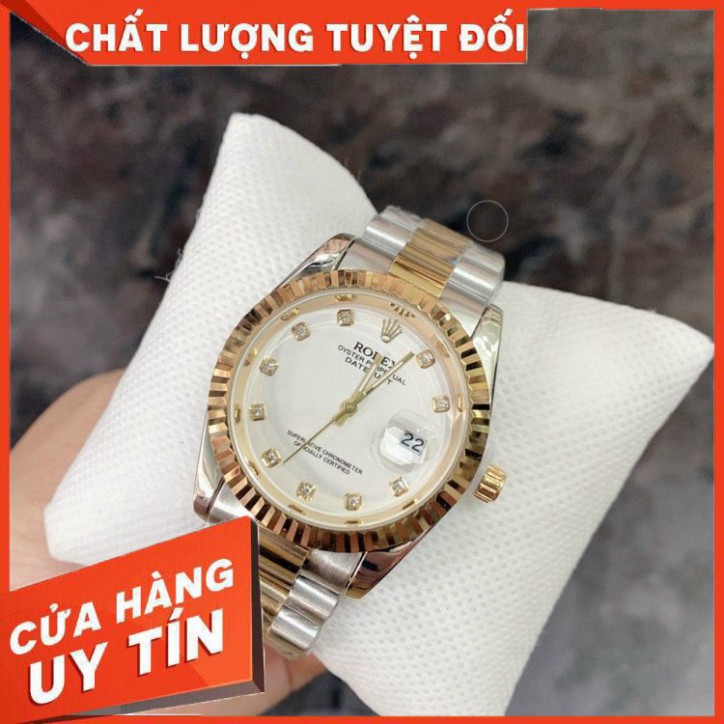 (Rolex.viền trơn) Đồng Nam Rolex156 dây đặc nguyên khối, mạ không rỉ, dây full vàng - Donho.rolex