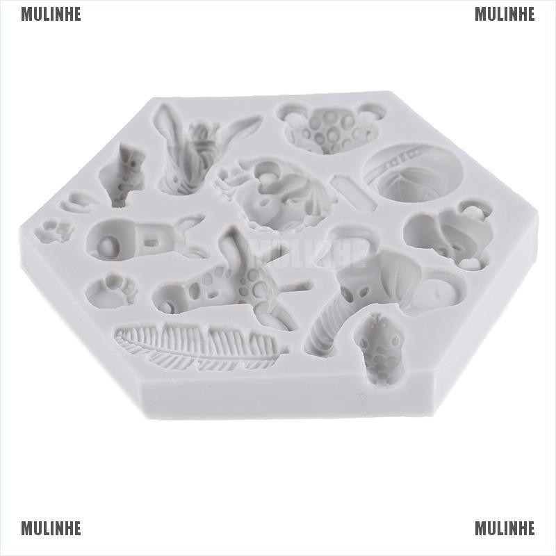 Khuôn silicone Làm Bánh Hình Động Vật Rừng Cây