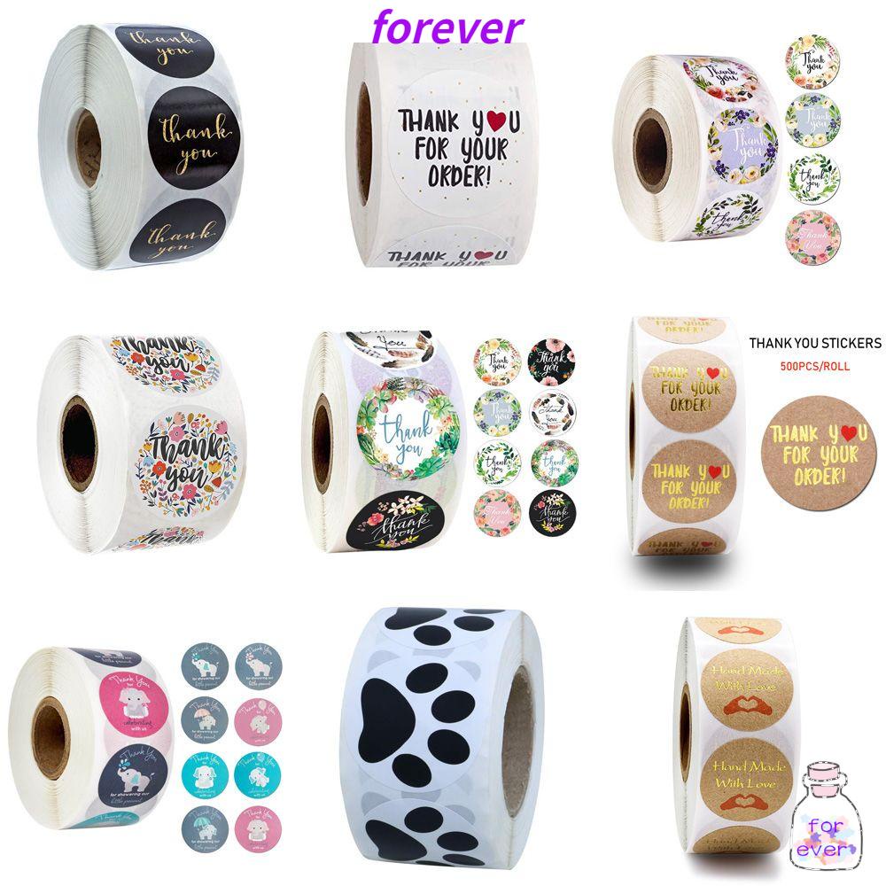 Cuộn 500 Nhãn Dán Tròn In Chữ Thank You Dùng Trang Trí Gói Quà DIY