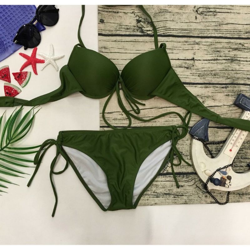 {Hàng sẵn có} Bikini đồ bơi 2 mảnh gọng nâng mút dày dáng basic