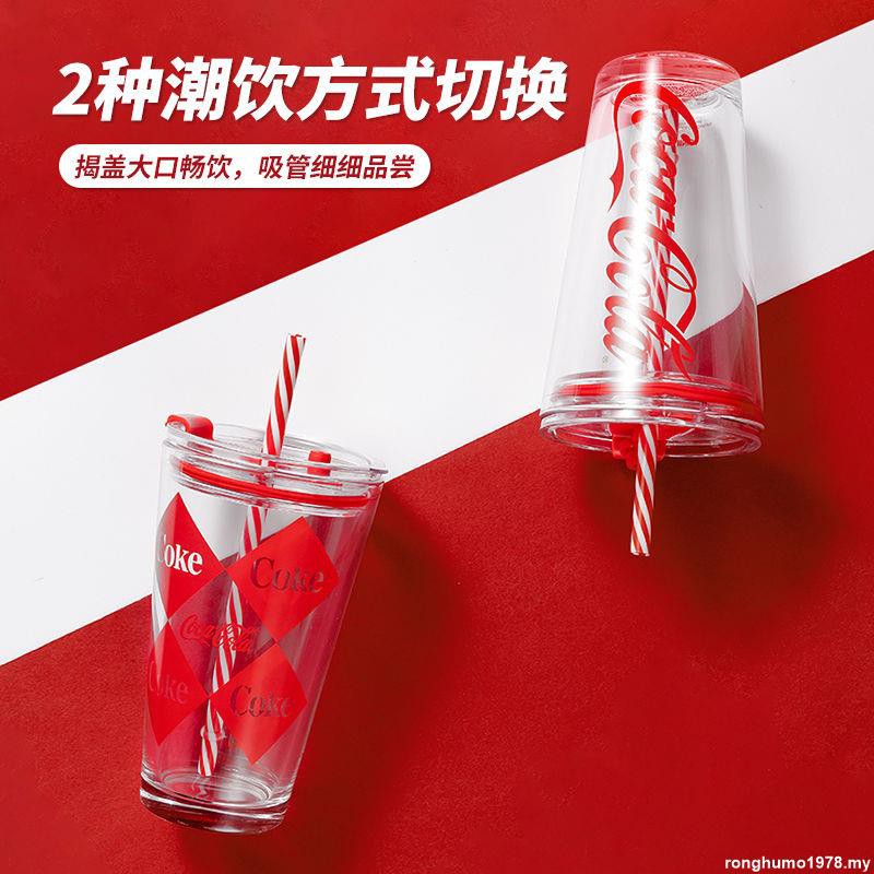 Ly Thủy Tinh Uống Cà Phê Coca Cola Có Ống Hút Sáng Tạo