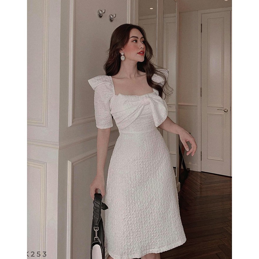 ĐẦM SUÔNG NHẸ TIỂU THƯ TAY BỒNG NƠ NGỰC QUÁ XUẤT SẮC ĐI TIỆC SIÊU SANG SIÊU XINH - QANU331